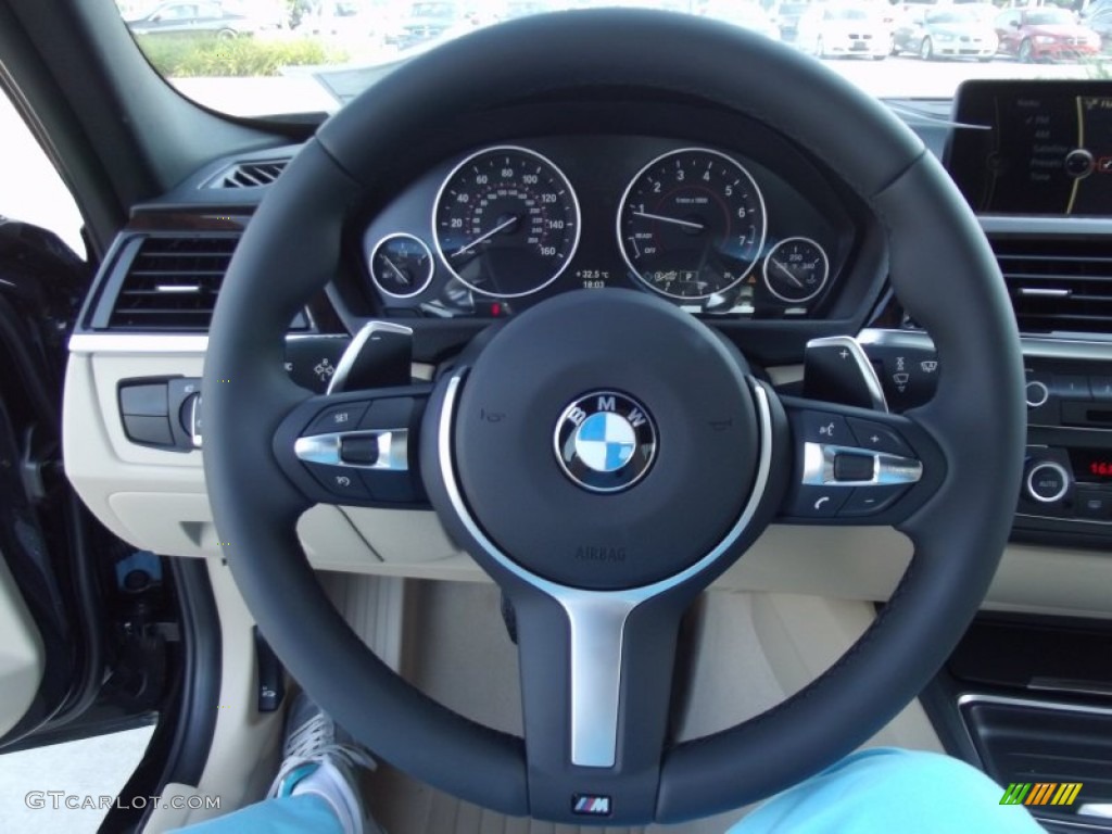 2013 BMW 3 Series 328i Sedan Venetian Beige Steering Wheel Photo #69880288