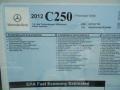 2012 Mercedes-Benz C 250 Sport Window Sticker