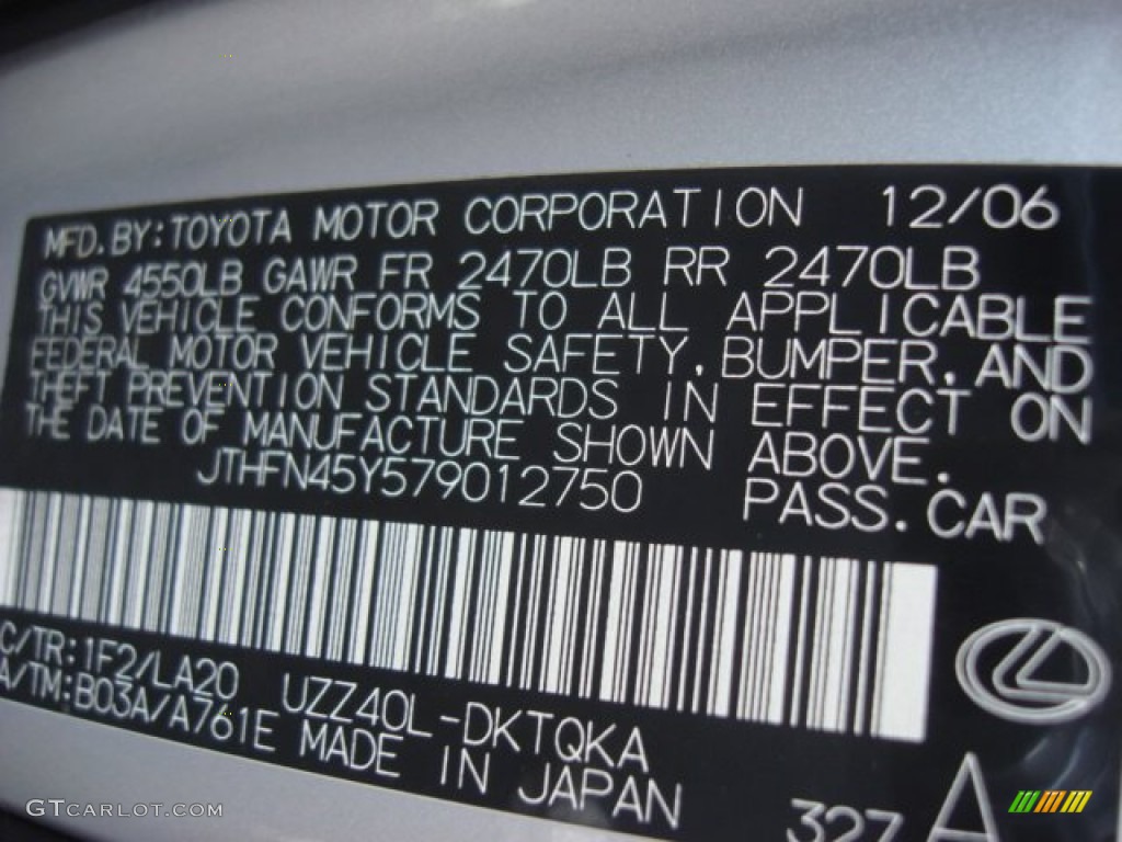 2007 SC Color Code 1F2 for Mercury Metallic Photo #69881521