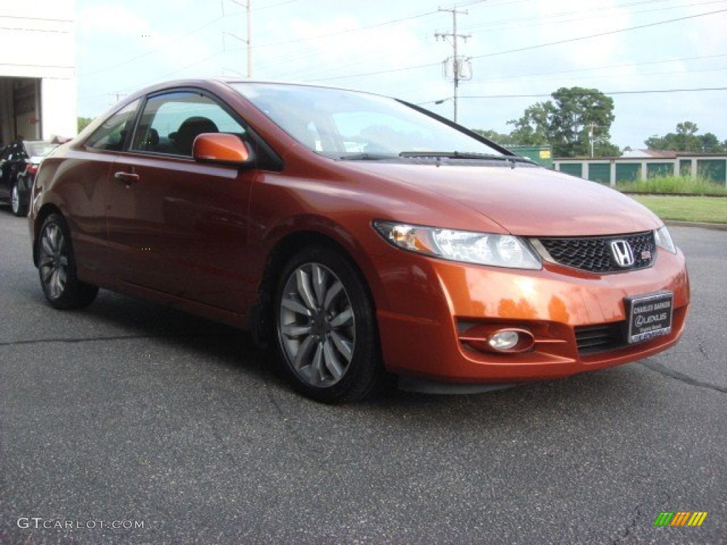 2009 Civic Si Coupe - Redline Orange Pearl / Black photo #1