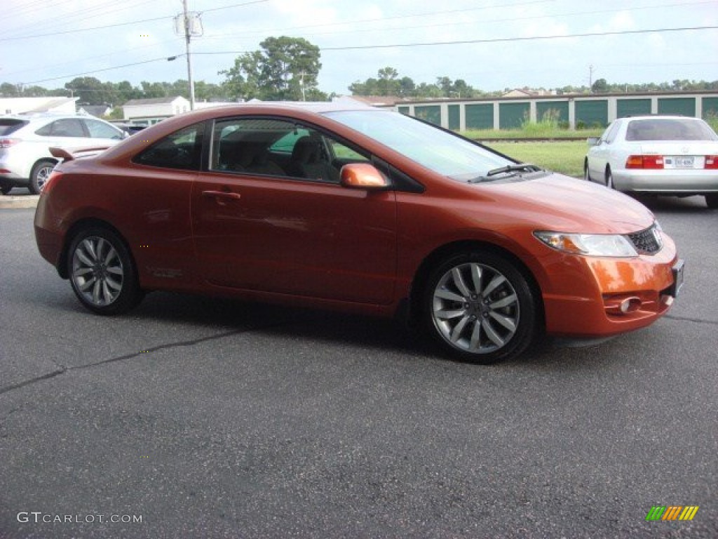 2009 Civic Si Coupe - Redline Orange Pearl / Black photo #2