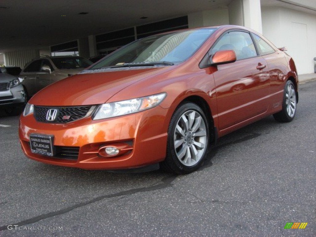 2009 Civic Si Coupe - Redline Orange Pearl / Black photo #6