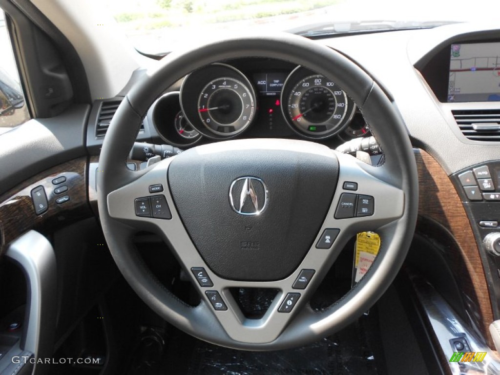 2012 Acura MDX SH-AWD Advance Ebony Steering Wheel Photo #69884740