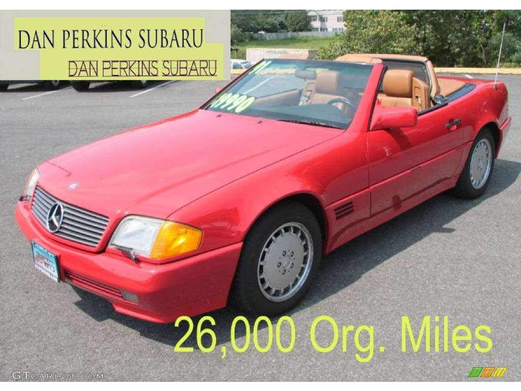 1992 SL 500 Roadster - Signal Red / Parchment photo #1