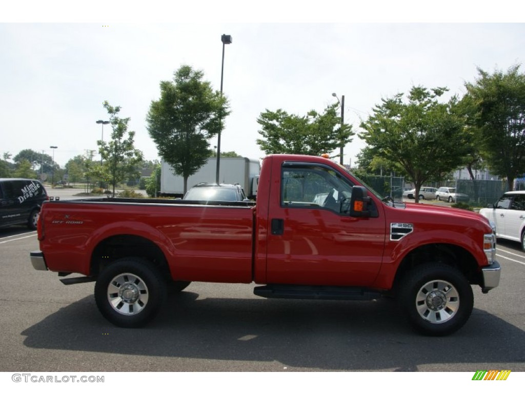 2008 F350 Super Duty XLT Regular Cab 4x4 - Bright Red / Medium Stone photo #4