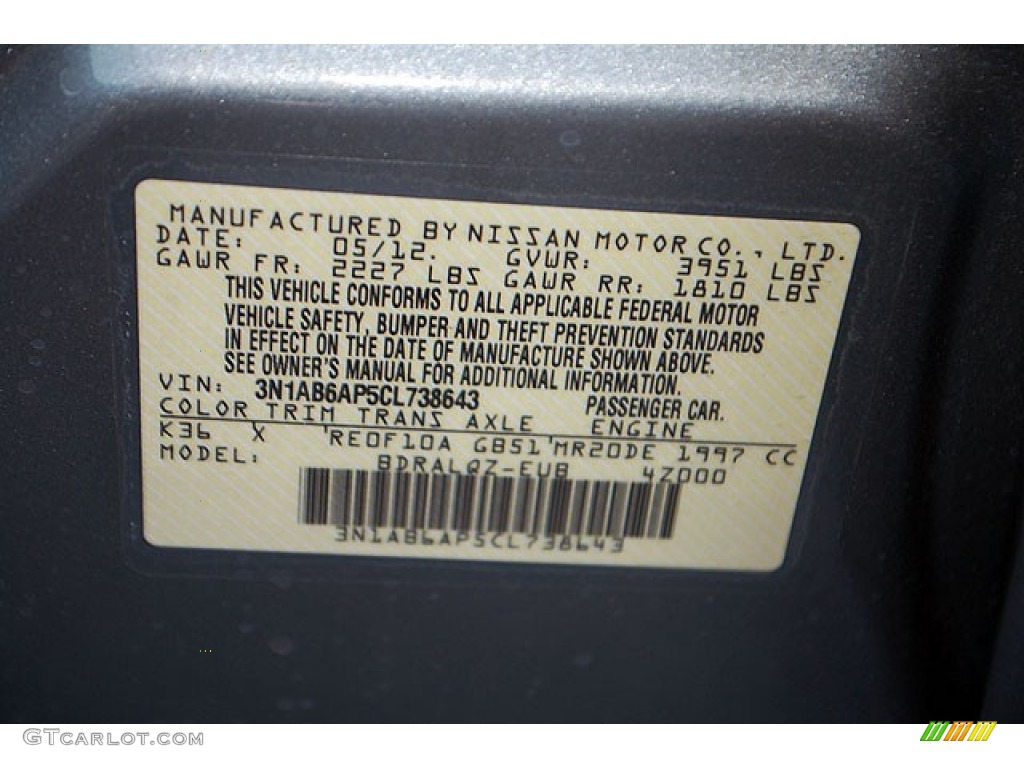 2012 Sentra Color Code K36 for Magnetic Gray Metallic Photo #69905792
