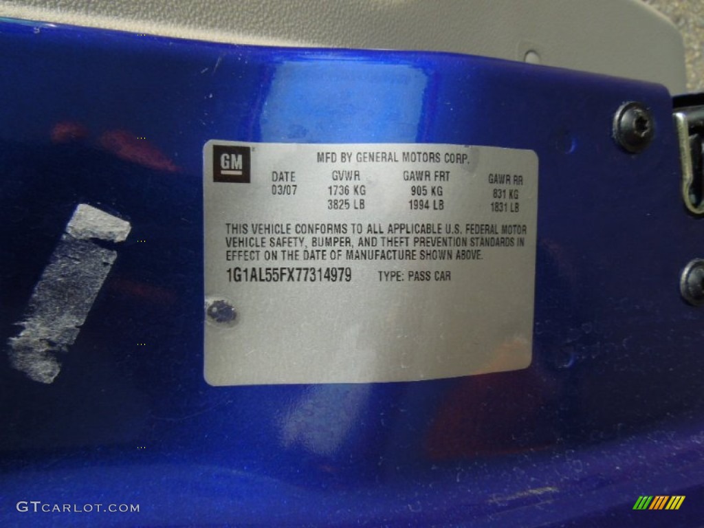 2007 Cobalt LT Sedan - Laser Blue Metallic / Gray photo #7