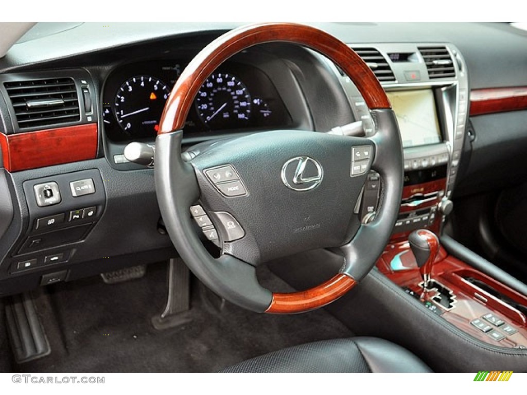 2009 Lexus LS 460 L AWD Black Steering Wheel Photo #69910934