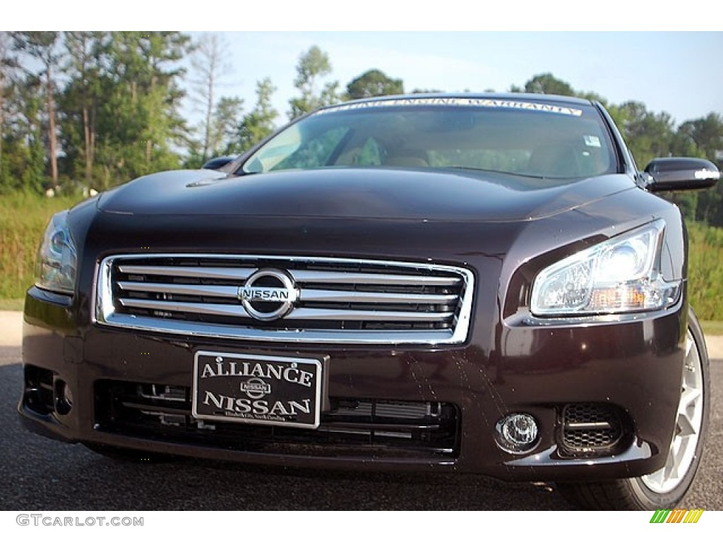 2012 Maxima 3.5 SV - Crimson Black / Cafe Latte photo #1