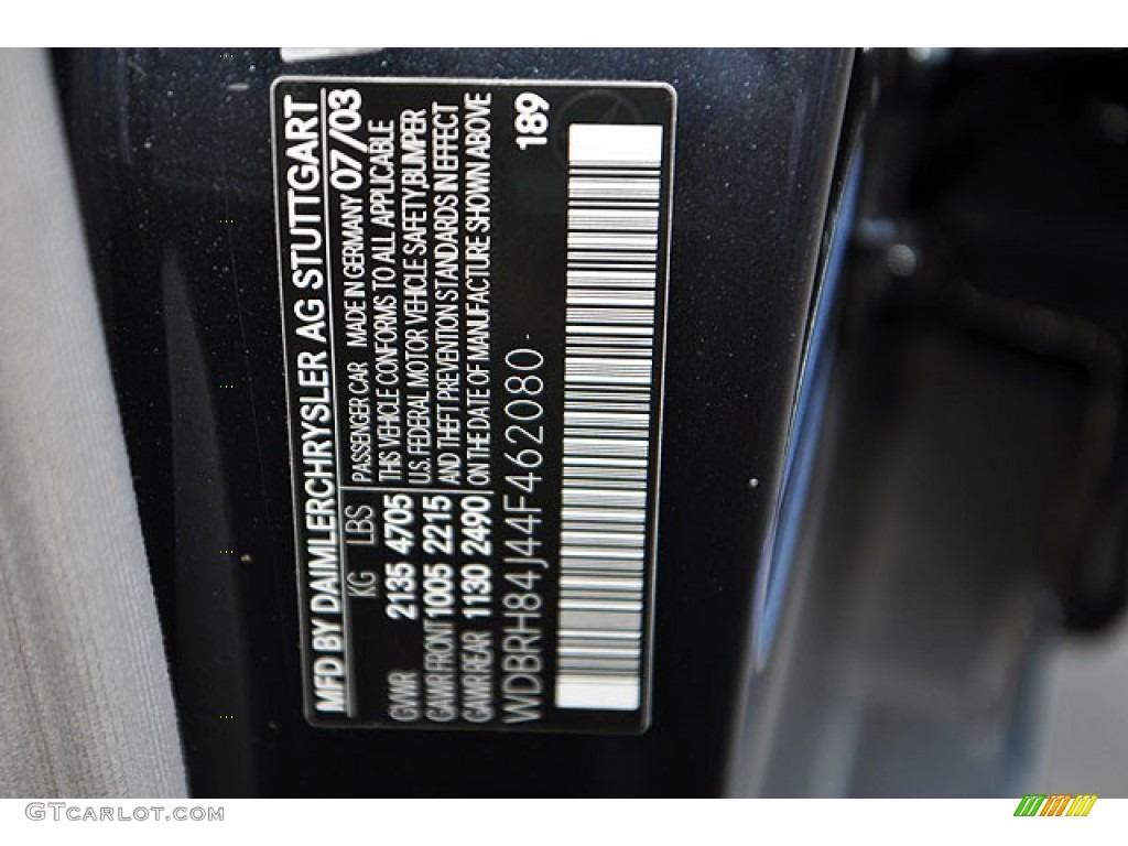 2004 Mercedes-Benz C 320 4Matic Wagon Color Code Photos