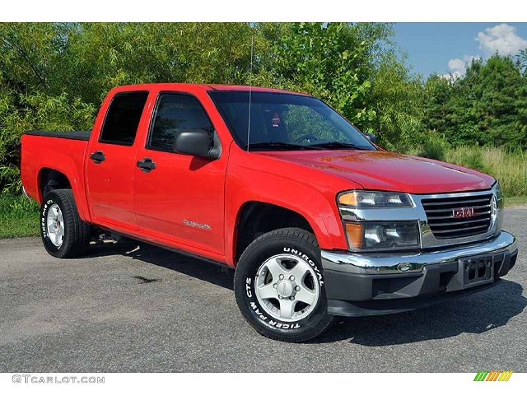 2005 Canyon SLE Crew Cab 4x4 - Fire Red / Dark Pewter photo #1