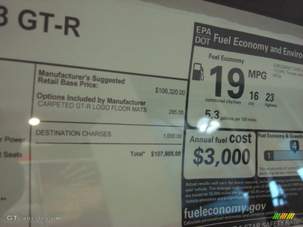 2013 Nissan GT-R Black Edition Window Sticker Photo #69918566