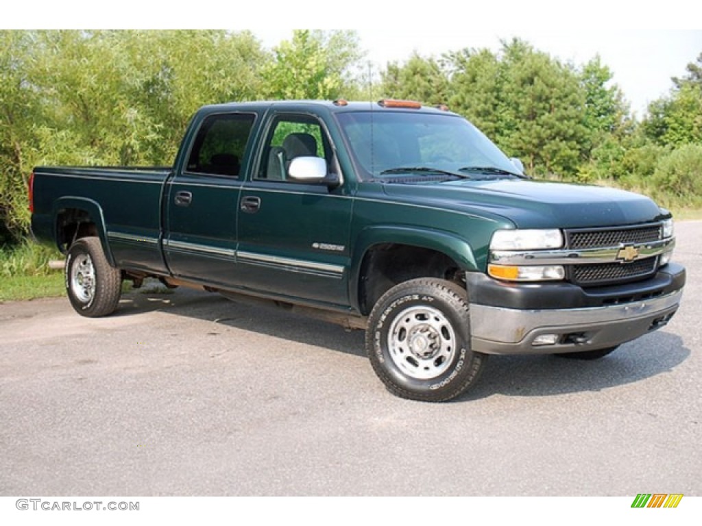 2001 Silverado 2500HD LS Crew Cab 4x4 - Forest Green Metallic / Graphite photo #1