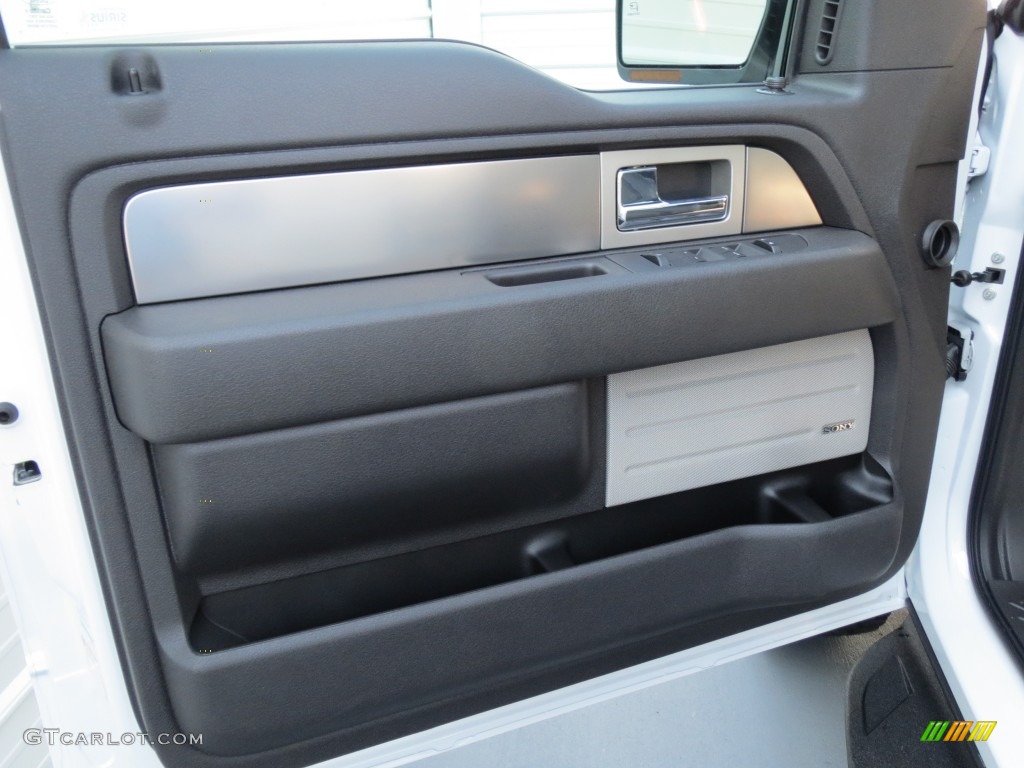 2012 Ford F150 SVT Raptor SuperCrew 4x4 Raptor Black Leather/Cloth Door Panel Photo #69921860