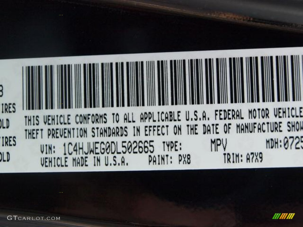 2013 Wrangler Unlimited Color Code PX8 for Black Photo #69929093