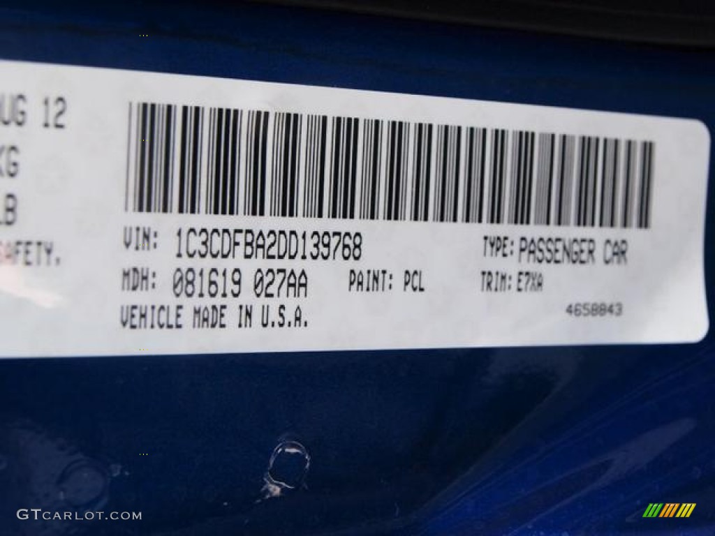 2013 Dart Color Code PCL for Blue Streak Pearl Coat Photo #69929309