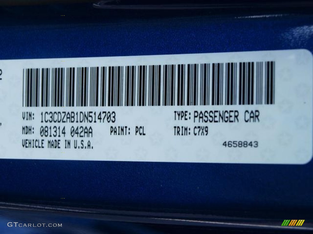 2013 Avenger Color Code PCL for Blue Streak Pearl Photo #69929528