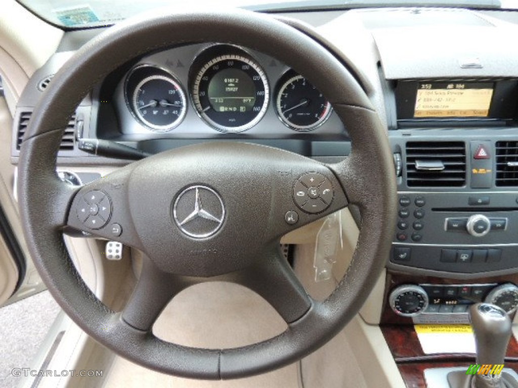 2011 Mercedes-Benz C 300 Sport 4Matic Almond/Mocha Steering Wheel Photo #69932378