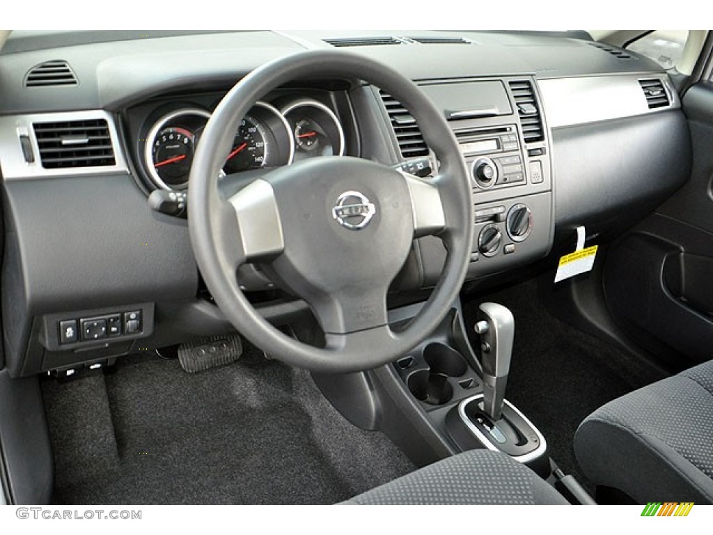 2012 Nissan Versa 1.8 S Hatchback Charcoal Dashboard Photo #69938366