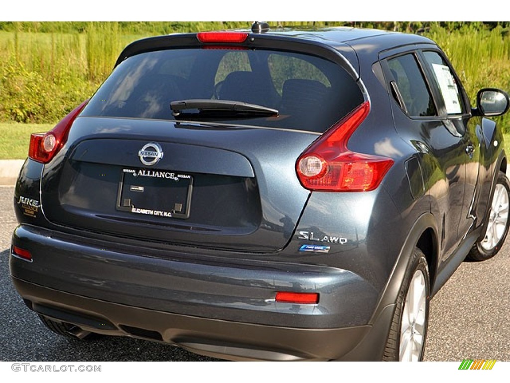 2012 Juke SL AWD - Graphite Blue / Black/Red Leather/Silver Trim photo #4
