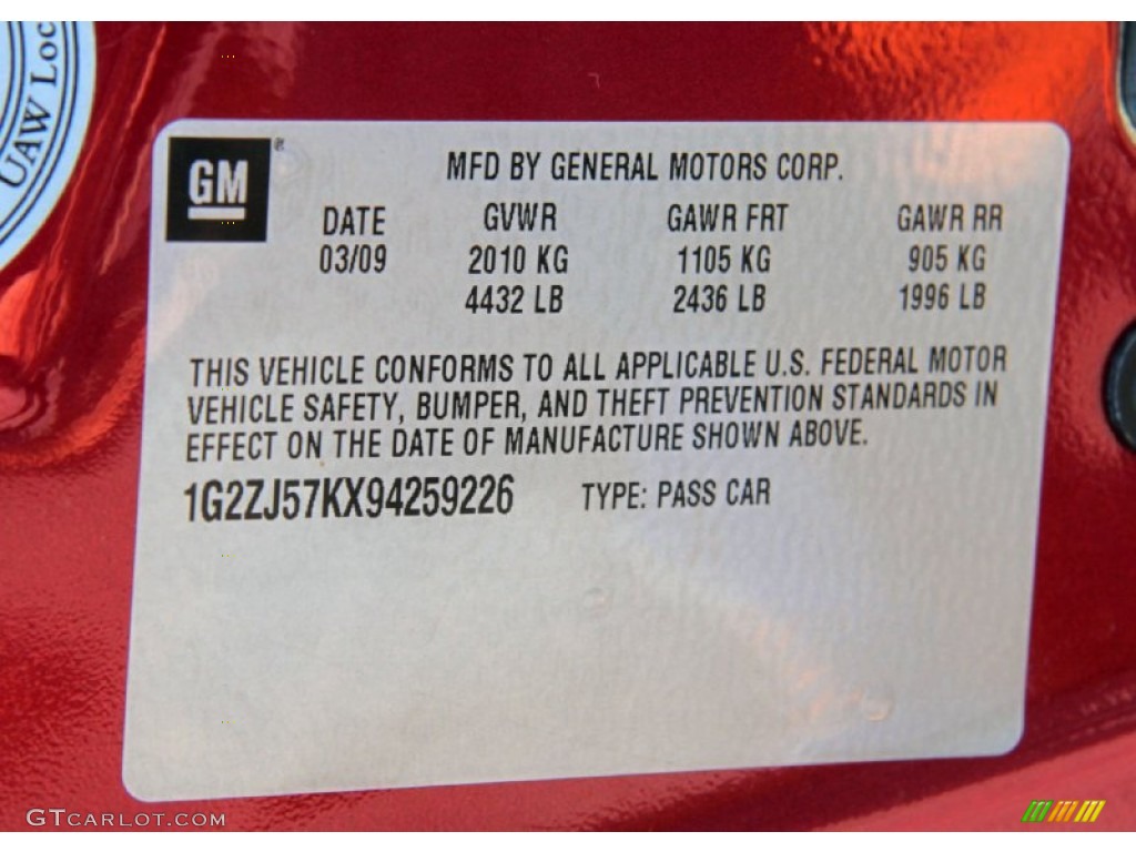 2009 G6 V6 Sedan - Performance Red Metallic / Ebony photo #26