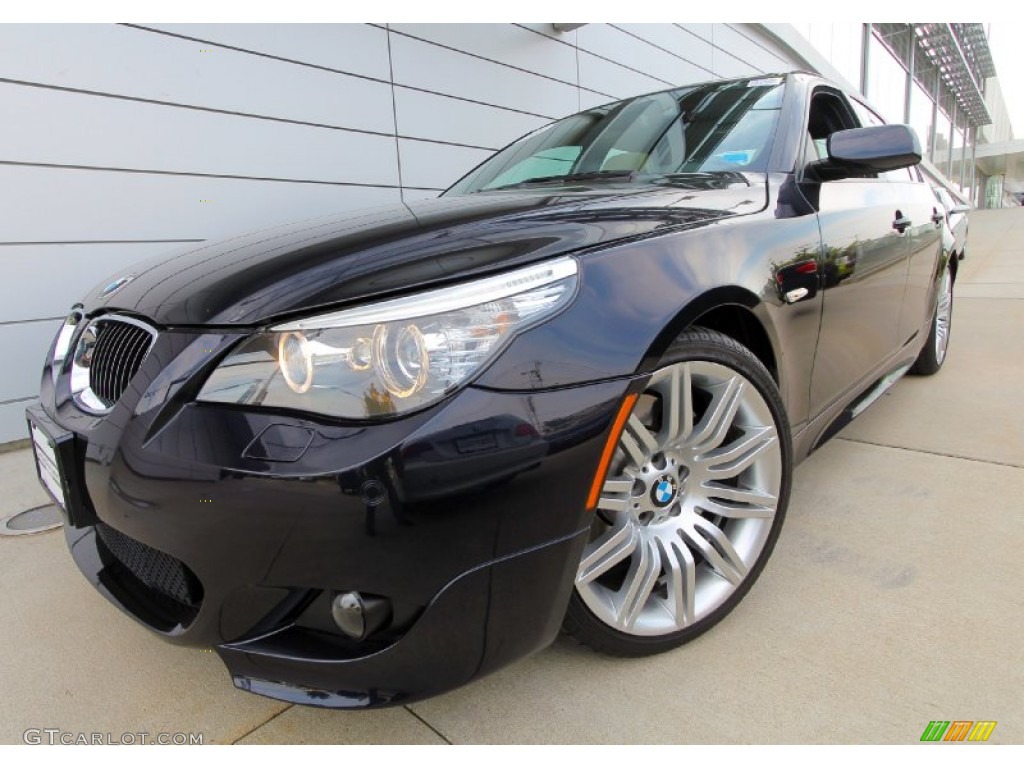 2010 5 Series 550i Sedan - Carbon Black Metallic / Cream Beige photo #1