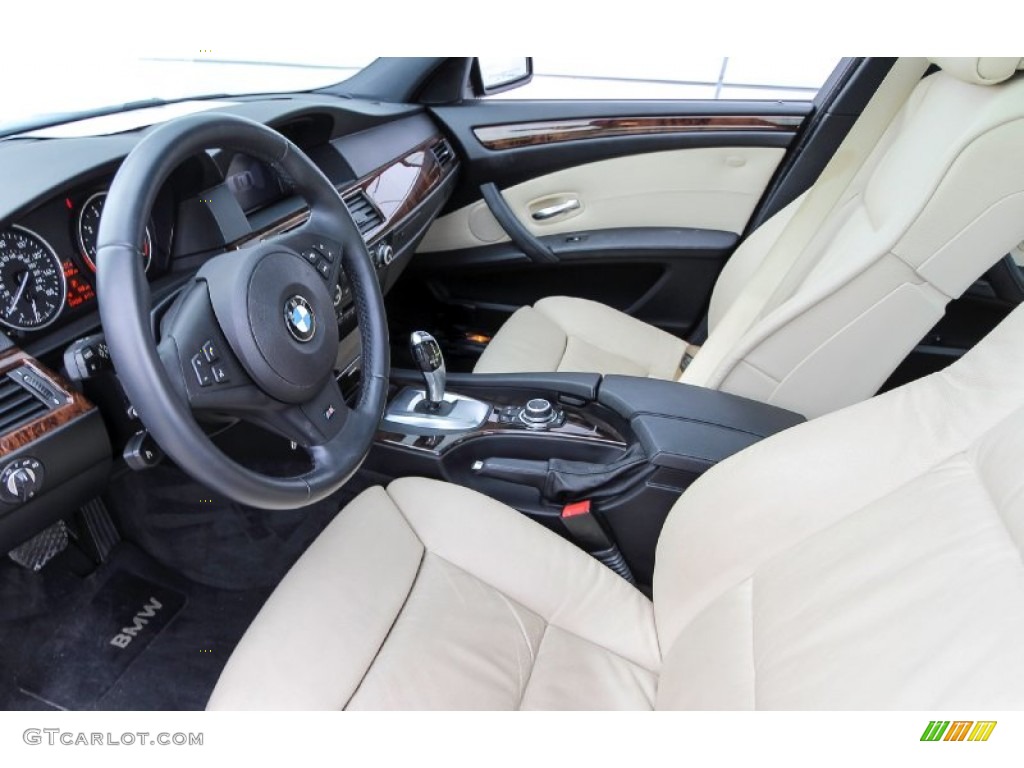 Cream Beige Interior 2010 BMW 5 Series 550i Sedan Photo #69944262