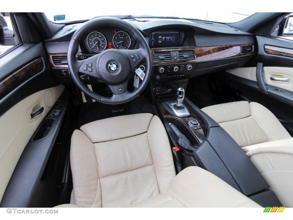 Cream Beige Interior 2010 BMW 5 Series 550i Sedan Photo #69944268