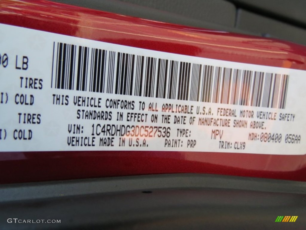 2013 Durango Color Code PRP for Deep Cherry Red Crystal Pearl Photo #69960082
