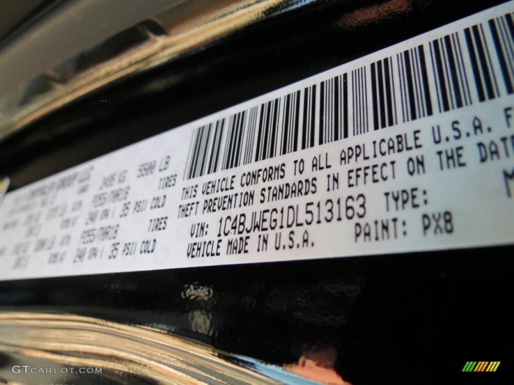 2013 Wrangler Unlimited Color Code PX8 for Black Photo #69960764