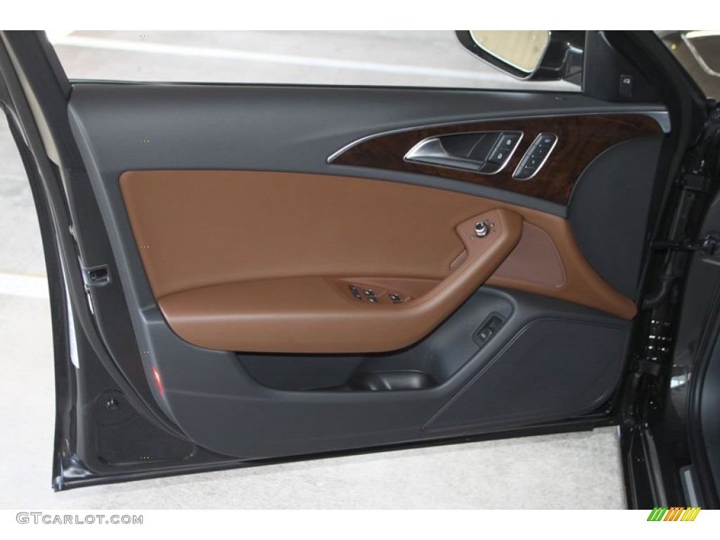 2013 Audi A6 2.0T quattro Sedan Nougat Brown Door Panel Photo #69960895