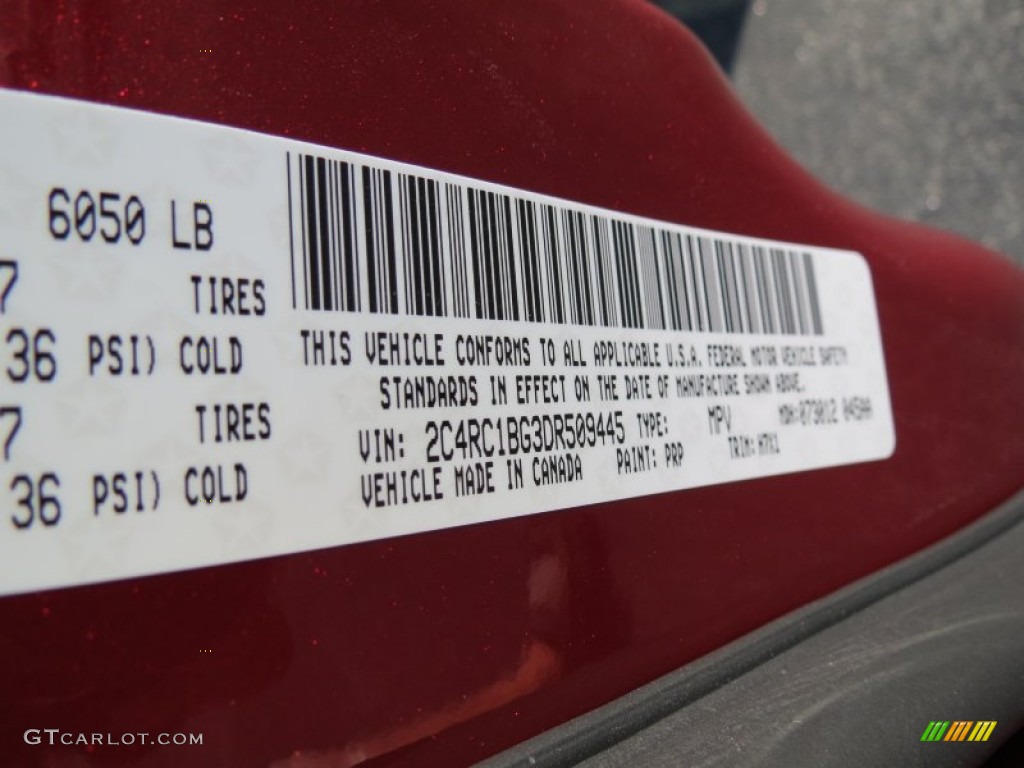 2013 Town & Country Color Code PRP for Deep Cherry Red Crystal Pearl Photo #69961012