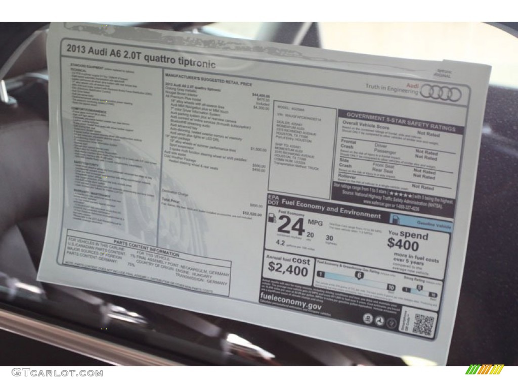 2013 Audi A6 2.0T quattro Sedan Window Sticker Photo #69961048