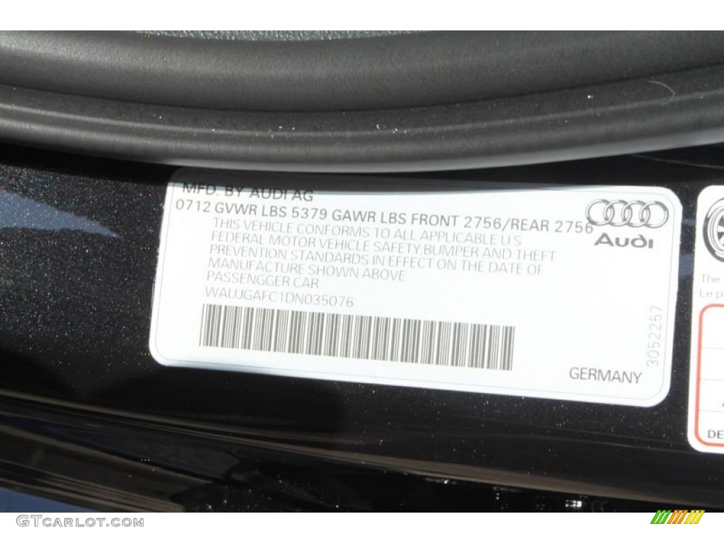 2013 Audi A6 3.0T quattro Sedan Info Tag Photo #69961303