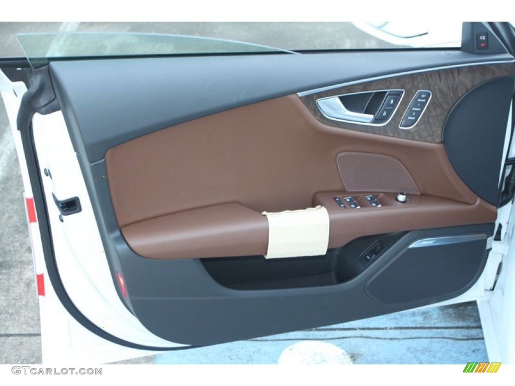 2013 Audi A7 3.0T quattro Premium Plus Nougat Brown Door Panel Photo #69961621