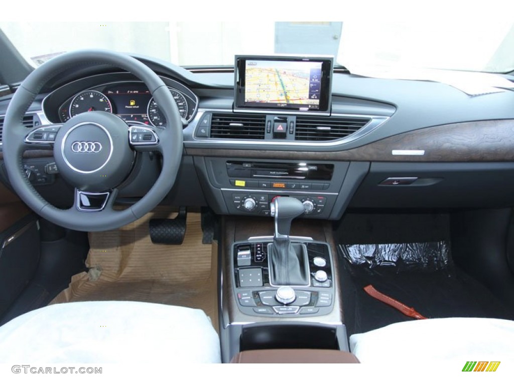 2013 Audi A7 3.0T quattro Premium Plus Nougat Brown Dashboard Photo #69961663