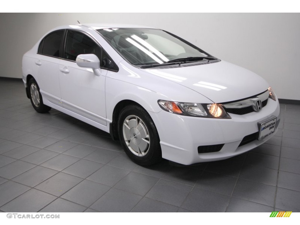 2009 Civic Hybrid Sedan - Spectrum White Pearl / Blue photo #1