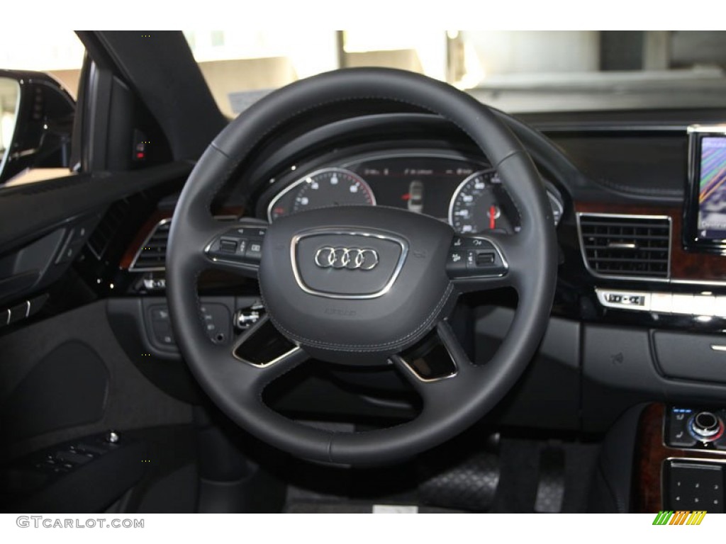 2013 Audi A8 L 4.0T quattro Black Steering Wheel Photo #69961867