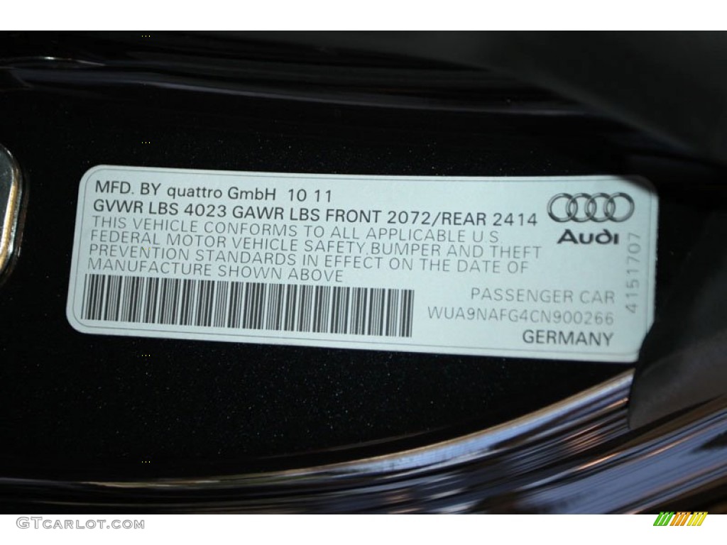 2012 Audi R8 GT Info Tag Photos