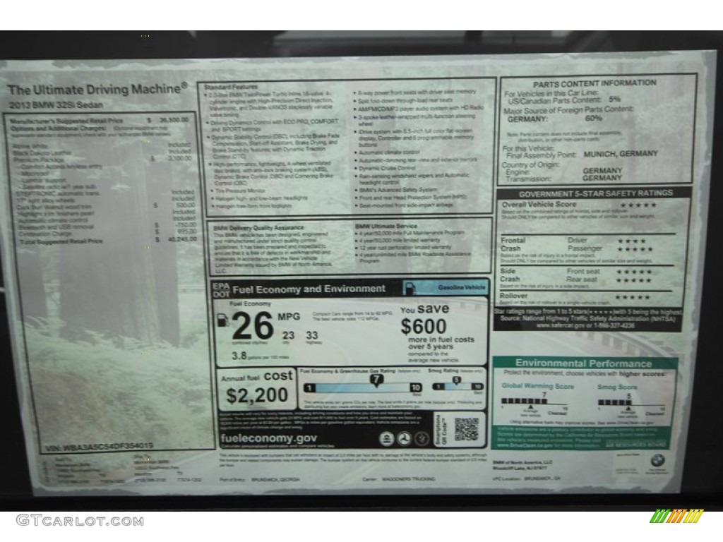 2013 3 Series 328i Sedan - Alpine White / Black photo #27