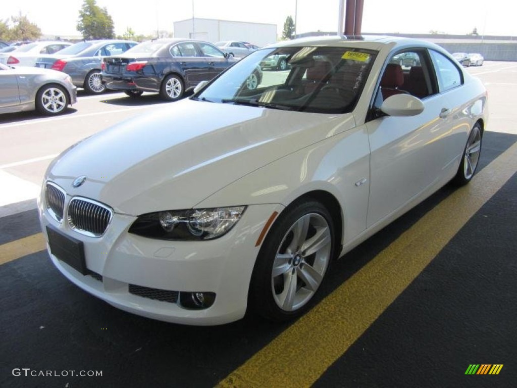 2009 3 Series 335i Coupe - Alpine White / Coral Red/Black Dakota Leather photo #1