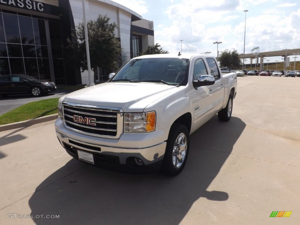 2013 Sierra 1500 SLE Crew Cab 4x4 - White Diamond Tricoat / Very Dark Cashmere/Light Cashmere photo #1