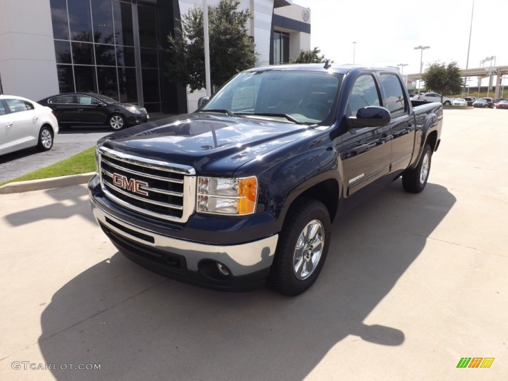 2012 Sierra 1500 SLT Crew Cab 4x4 - Midnight Blue Metallic / Very Dark Cashmere/Light Cashmere photo #1