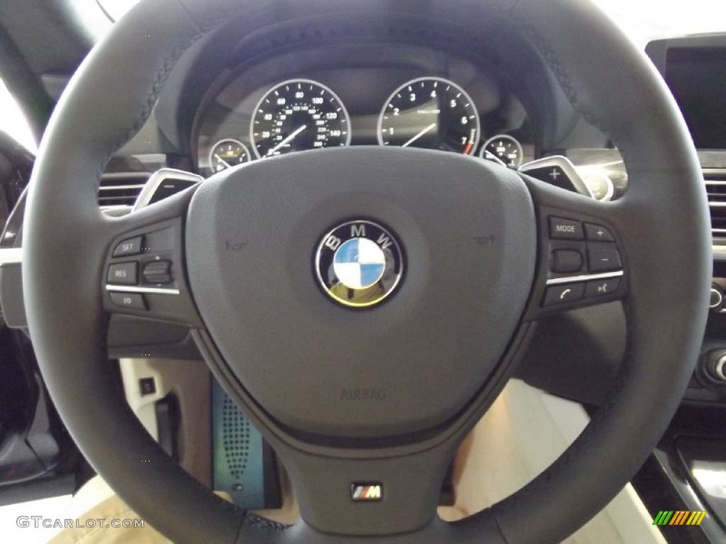 2013 BMW 6 Series 650i Gran Coupe Ivory White Steering Wheel Photo #69968323