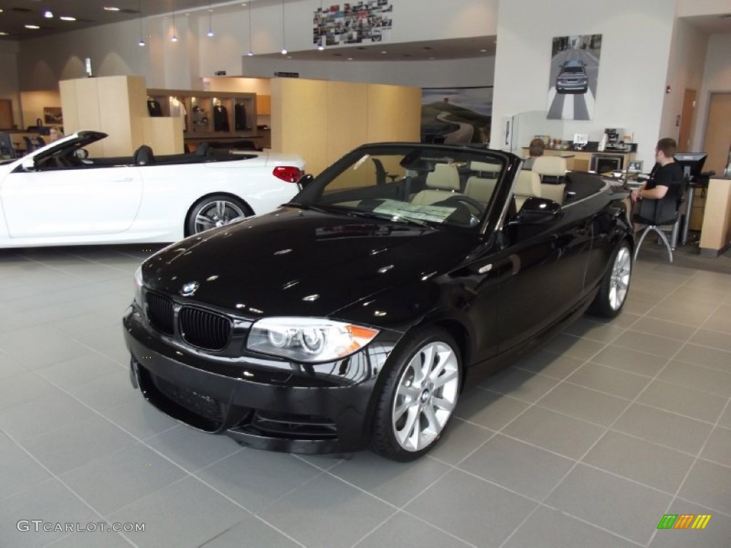 2012 1 Series 135i Convertible - Jet Black / Savanna Beige photo #1