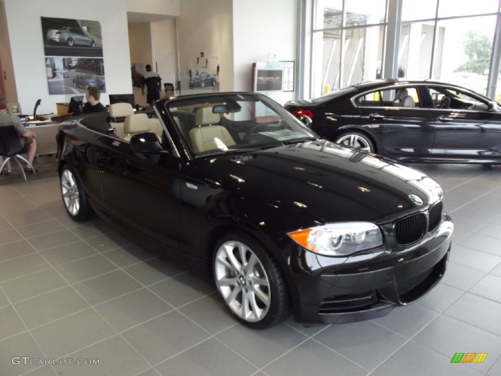 2012 1 Series 135i Convertible - Jet Black / Savanna Beige photo #2