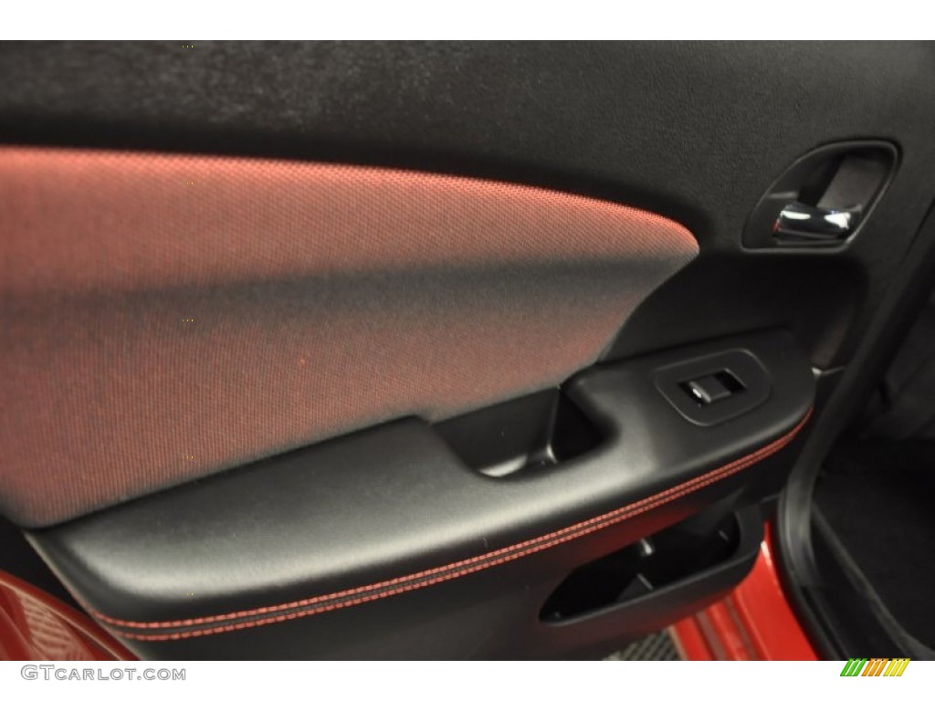 2012 Dodge Avenger SXT Plus Black/Red Door Panel Photo #69969559