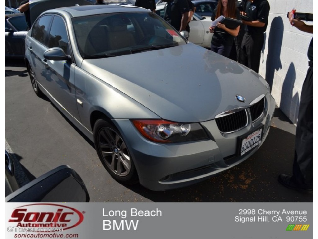 2007 3 Series 328i Sedan - Arctic Metallic / Beige photo #1