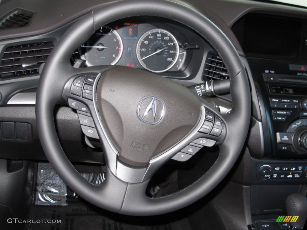 2013 Acura ILX 1.5L Hybrid Technology Ebony Steering Wheel Photo #69975460