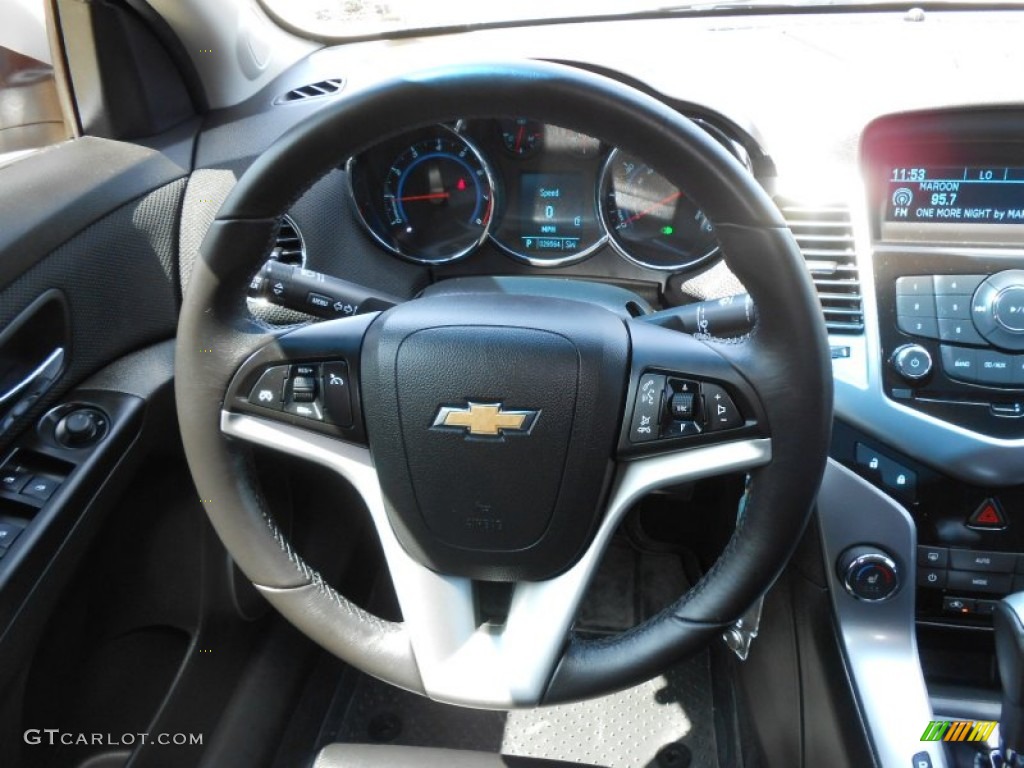 2011 Chevrolet Cruze LTZ/RS Jet Black Leather Steering Wheel Photo #69975562